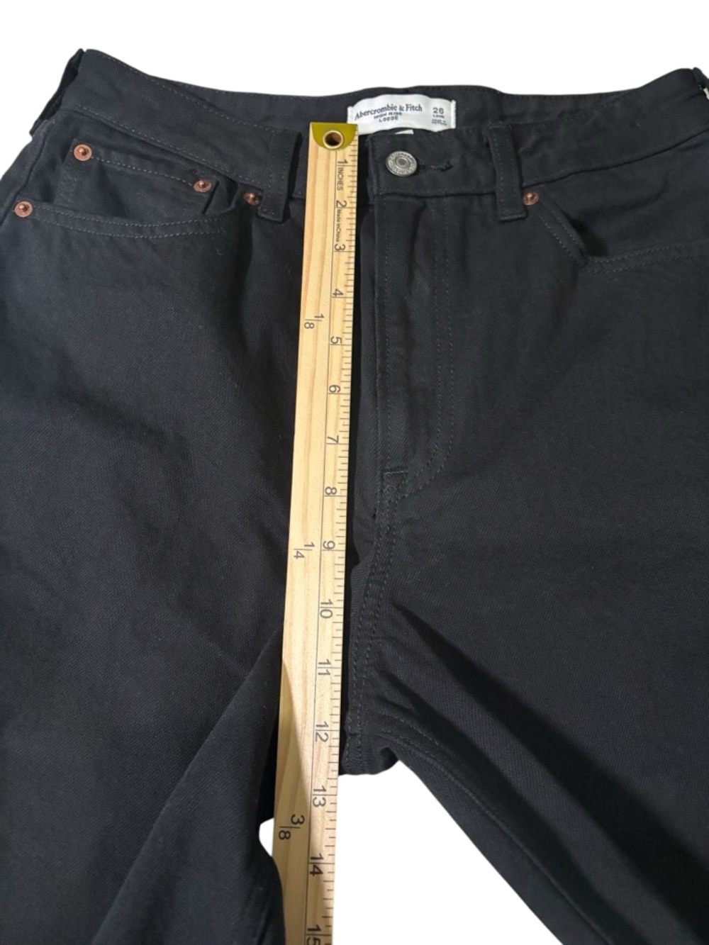 Abercrombie Fitch Curve Love Black Jeans High Rise Loose Stretch Casual 26 Long - Picture 14 of 16